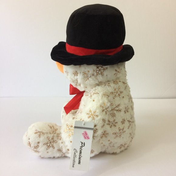 Kellytoy Sugarloaf Snowman Plush 14" Red Bow Hat Christmas Snowflake Pattern - Picture 4 of 10